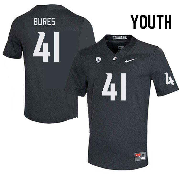 Youth #41 Sean Bures Washington State Cougars College Football Jerseys Stitched Sale-Charcoal - Click Image to Close